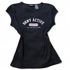 Vintage 90s Black DKNY Active "Official Uniform" Baby Tee, Women's Size S